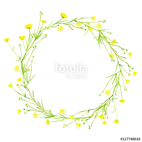 500x500 Floral Wreath.garland With Buttercup Flowers.herbal Circle Frame