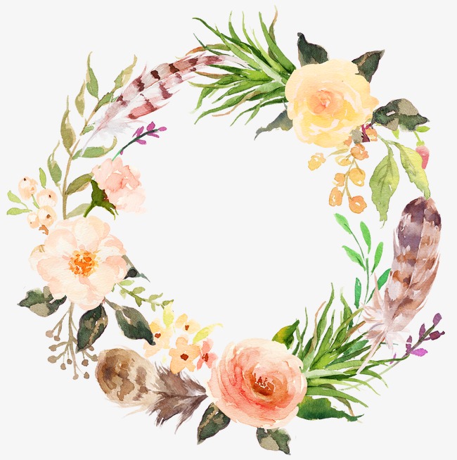 650x654 Watercolor Aesthetic Style Floral Wreath, Watercolor Clipart