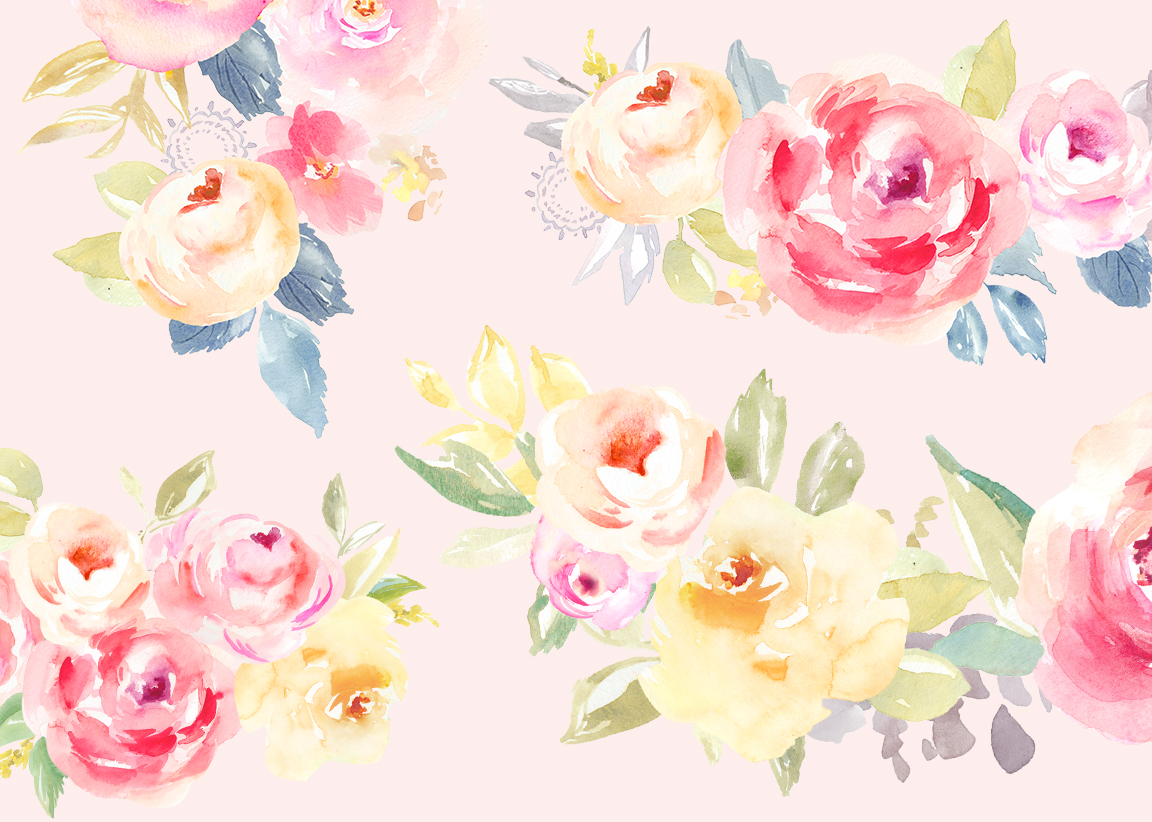 1152x822 Watercolor Flower Clip Art