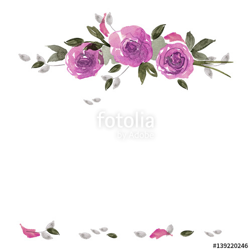 500x500 Floral Background With Hand Painted Watercolor Flowers. Invitation