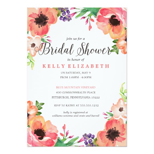 540x540 Modern Watercolor Floral Bridal Shower Invitation