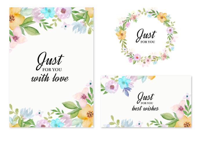 700x490 Vector Invitation Cards With Watercolor Flowers