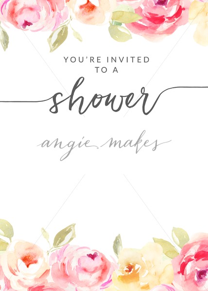 428x600 Watercolor Flower Shower Invitation Template With Hand Painted Flowers