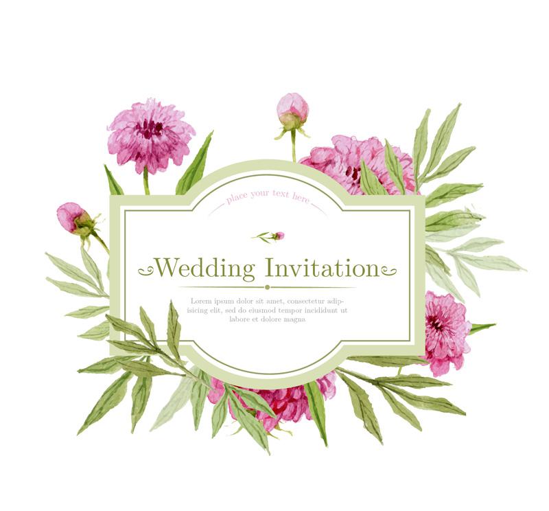 800x744 Watercolor Flower Wedding Invitation Card Vector [Ai]