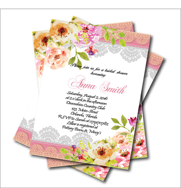 615x640 20pcslot Vintage Lace Bridal Shower Wedding Invitation Watercolor