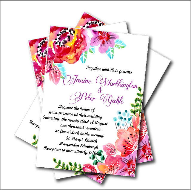 640x637 20pcslot Watercolor Flower Bridal Shower Wedding Invitation