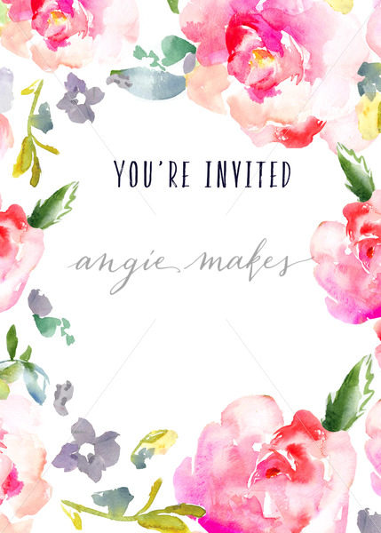 429x600 Blank Watercolor Flower Diy Invitation