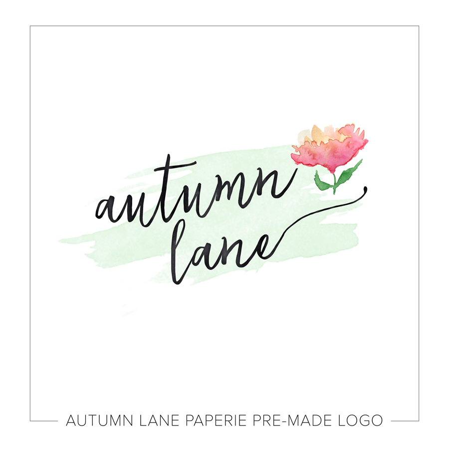 900x900 Pink Watercolor Flower On Green Logo