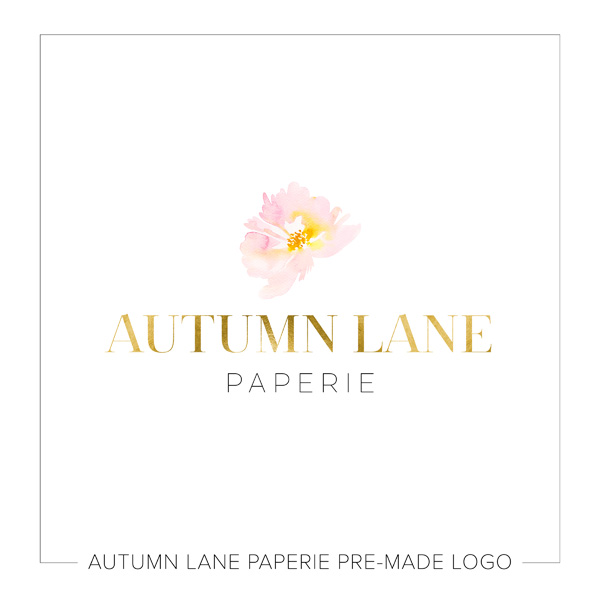 600x600 Soft Pink Watercolor Flower Logo Autumn Lane Paperie