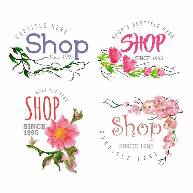 640x640 Watercolor Floral Logo Collection, Floral, Ornamnets, Boho Png And