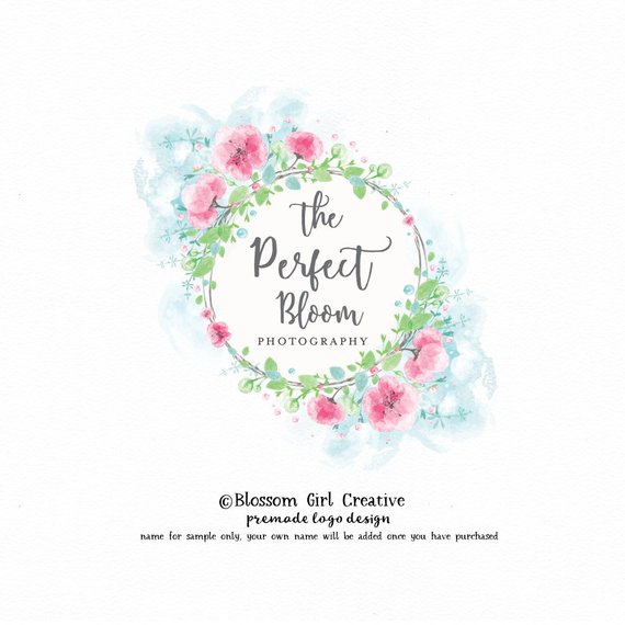 570x570 Photography Logo Watercolor Flower Logo Florist Logo Floral Etsy
