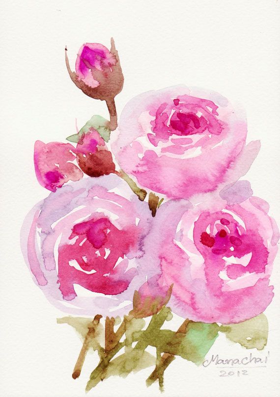 570x809 Art Painting For Sale, Original Watercolor Flower On Cotton Art