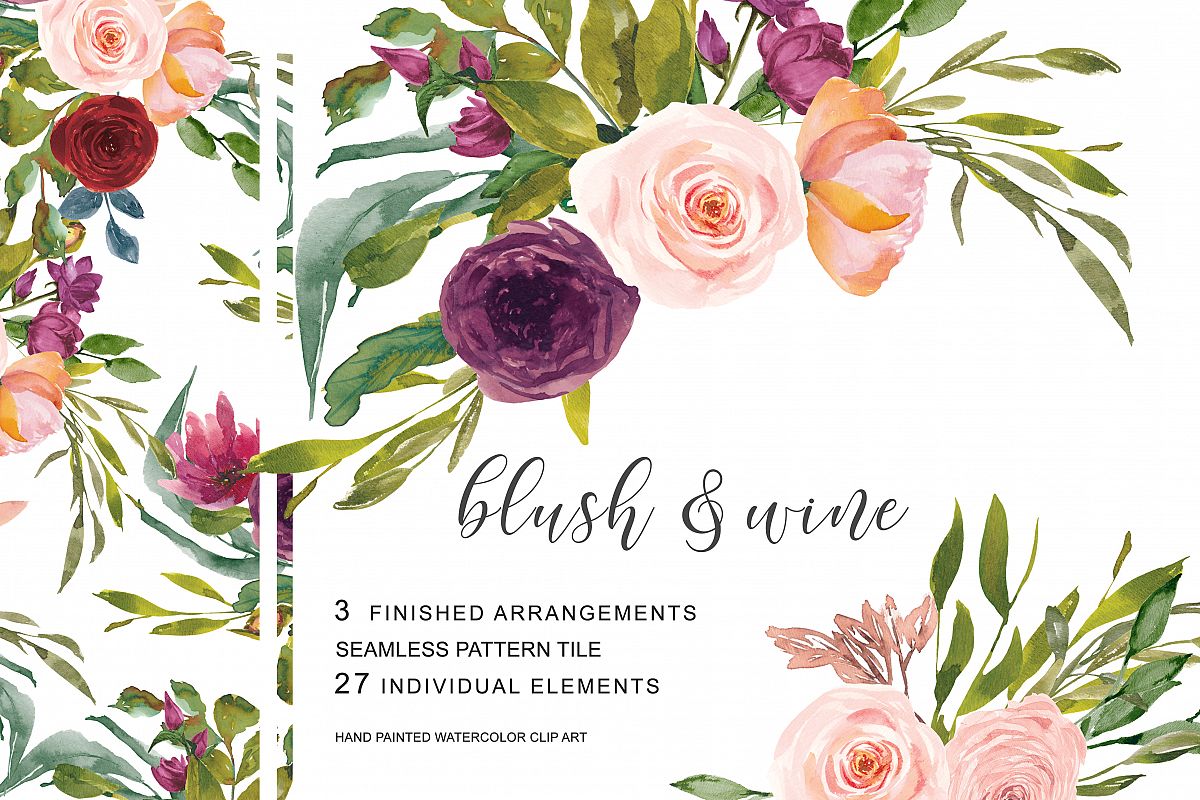 1200x800 Hand Painted Watercolor Flowers Clip Art