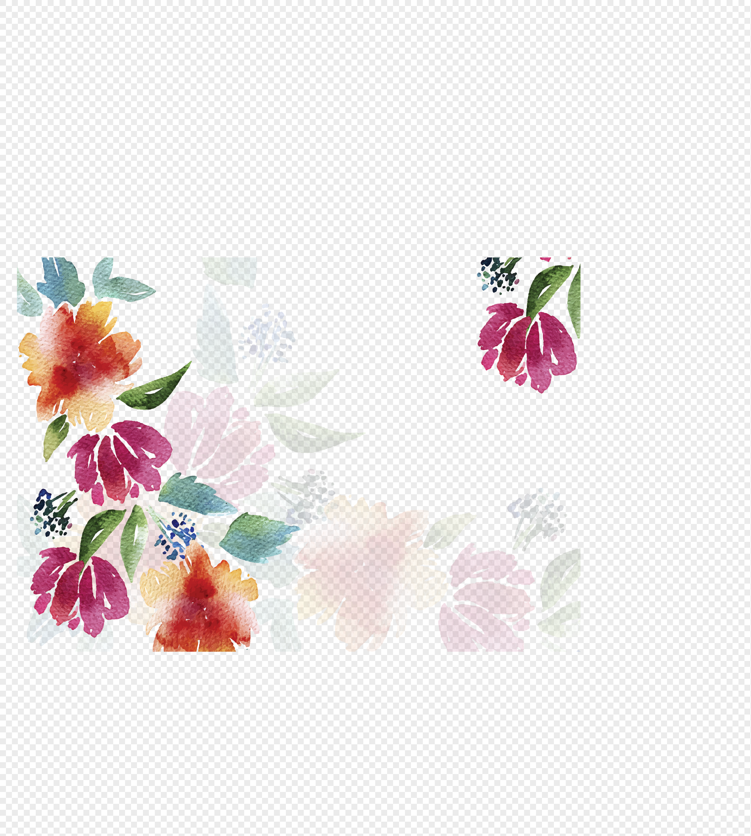 2522x2808 Hand Painted Watercolor Flower Pattern Png Image Picture Free