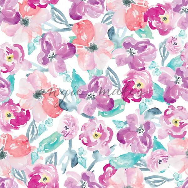 600x600 Modern Red And Purple Watercolor Flower Pattern