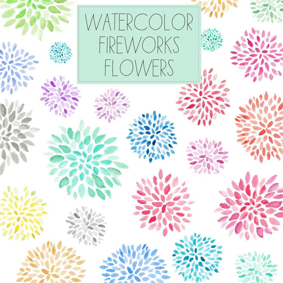 1100x1100 Watercolor Flower Clip Art