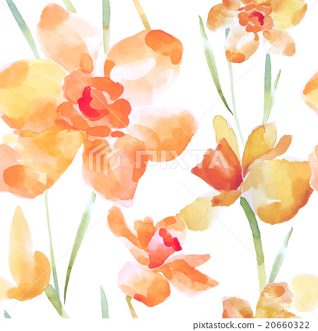 450x468 Watercolor Flowers Seamless Pattern.