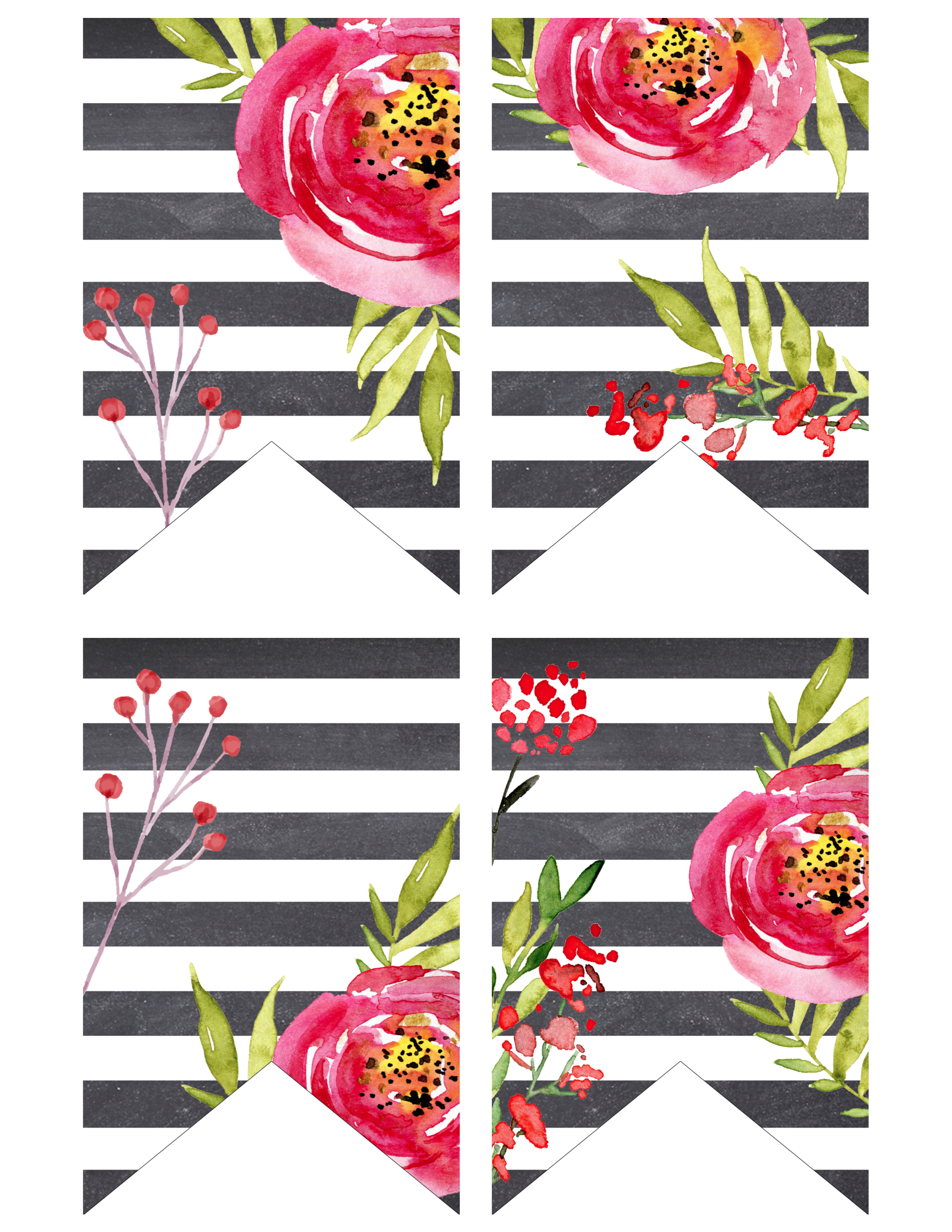 2125x2750 Watercolor Flower Banner Free Printable