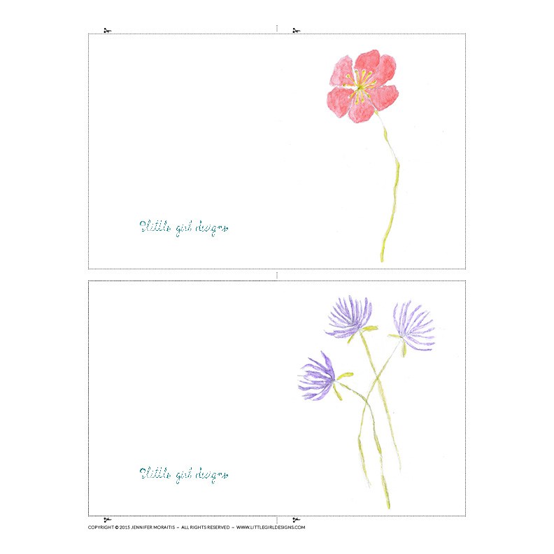 792x792 Watercolor Flower Mini Cards Printable