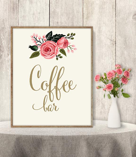 576x667 Coffee Bar Sign Floral Wedding Coffee Sign Diy Watercolor