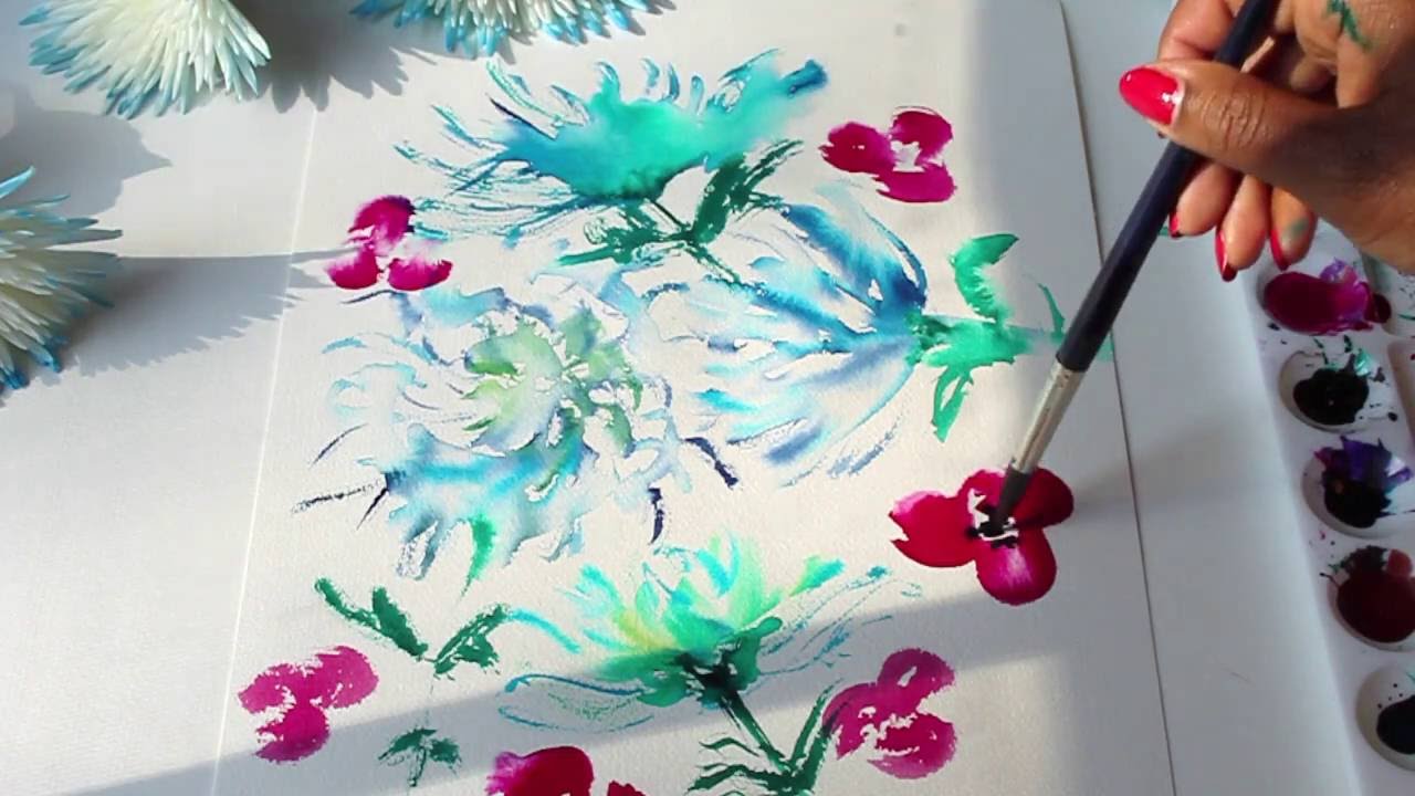 1280x720 Making Repeat Prints From Watercolor Paintings.flower Edition