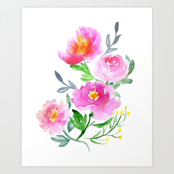 700x700 Watercolor Flower Bouquet Art Print By Lalabower Society6