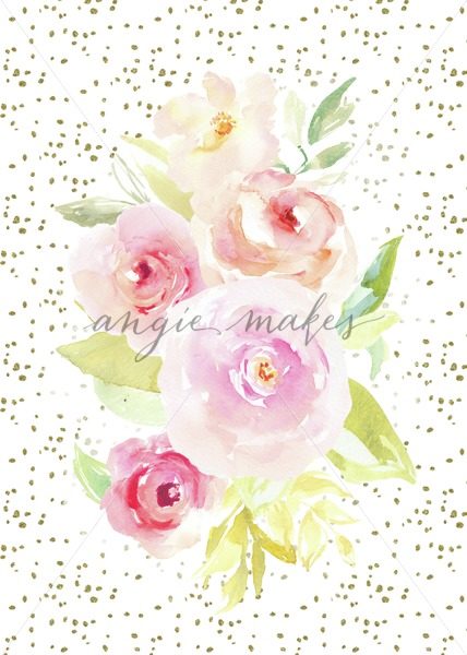 428x600 Watercolor Flower Bouquet Printable Artwork. Printable, Diy