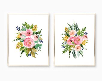 340x270 Watercolor Flower Prints Watercolor Floral Nursery Wall