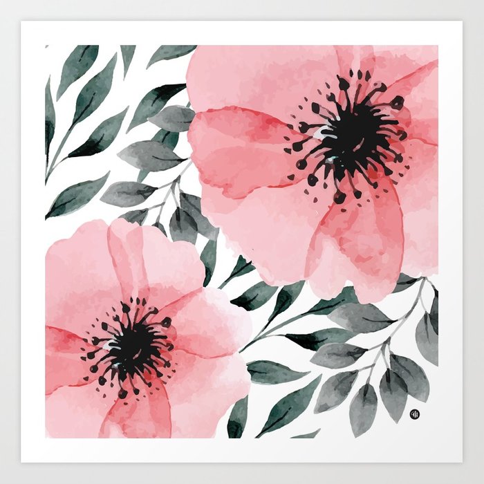 700x700 Big Watercolor Flowers Art Print By Mmartabc Society6