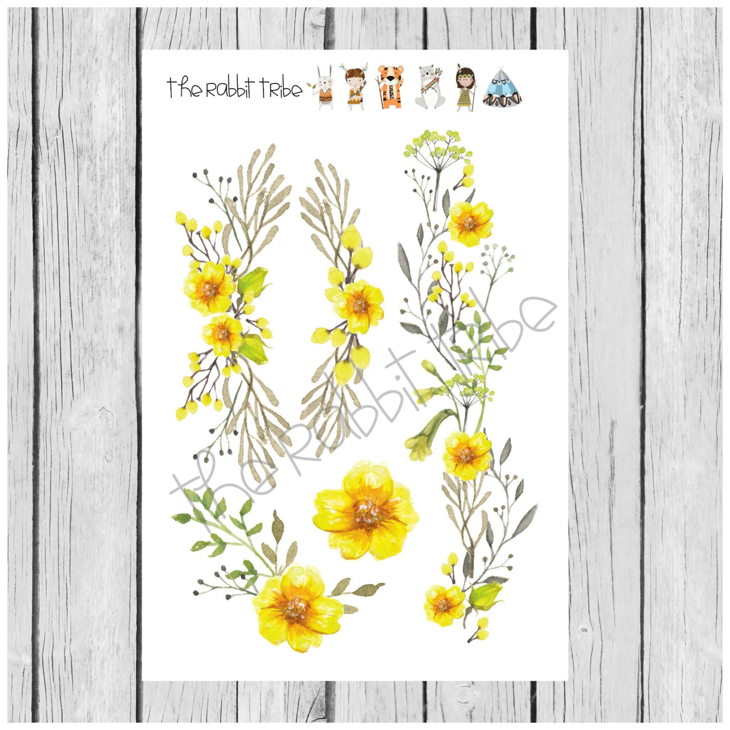 1500x1500 Mini Sticker Sheet Watercolor Flower Stickers Planner Etsy