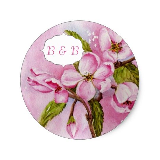 540x540 Pink Apple Blossoms Watercolor Flower Stickers