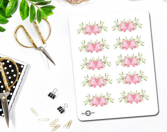 570x451 Watercolor Flower Stickers