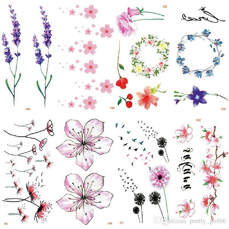 800x800 Watercolor Flower Waterproof Temporary Tattoo Stickers For Adults