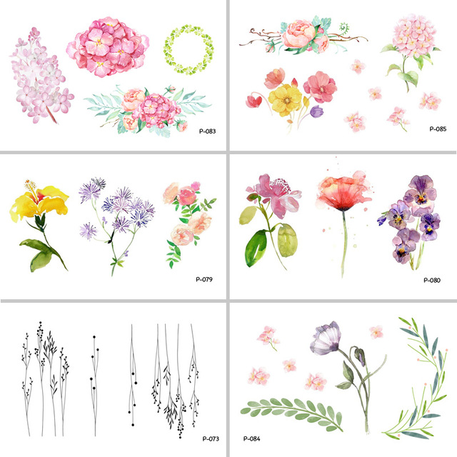 640x640 Buy Wyuen Watercolor Flower Waterproof Temporary