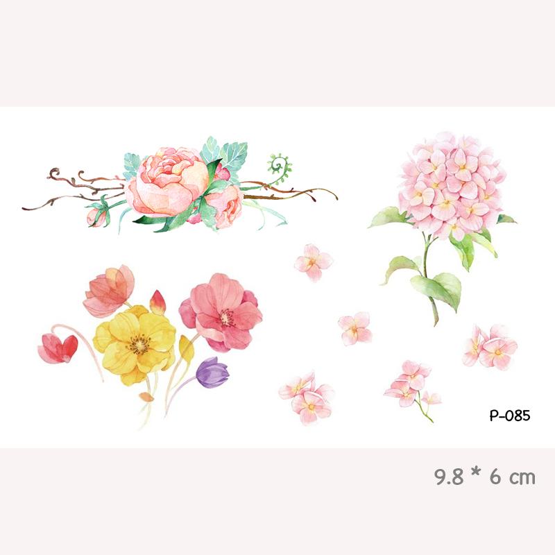 800x800 Wyuen Watercolor Flower Waterproof Temporary Tattoo Stickers For