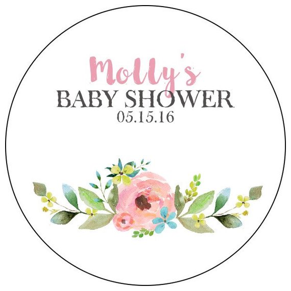 570x570 Floral Baby Shower Stickers Watercolor Flower Baby Shower Etsy