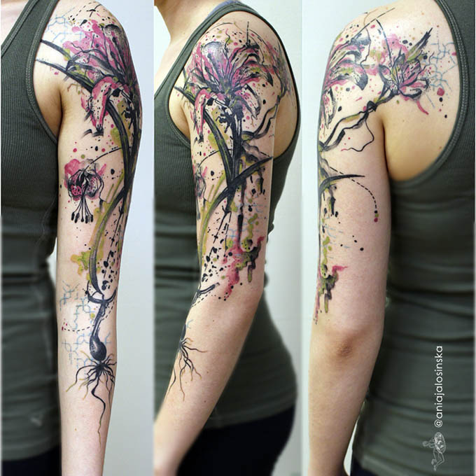 680x680 Watercolor Flower Tattoo Down Shoulder Best Tattoo Ideas Gallery