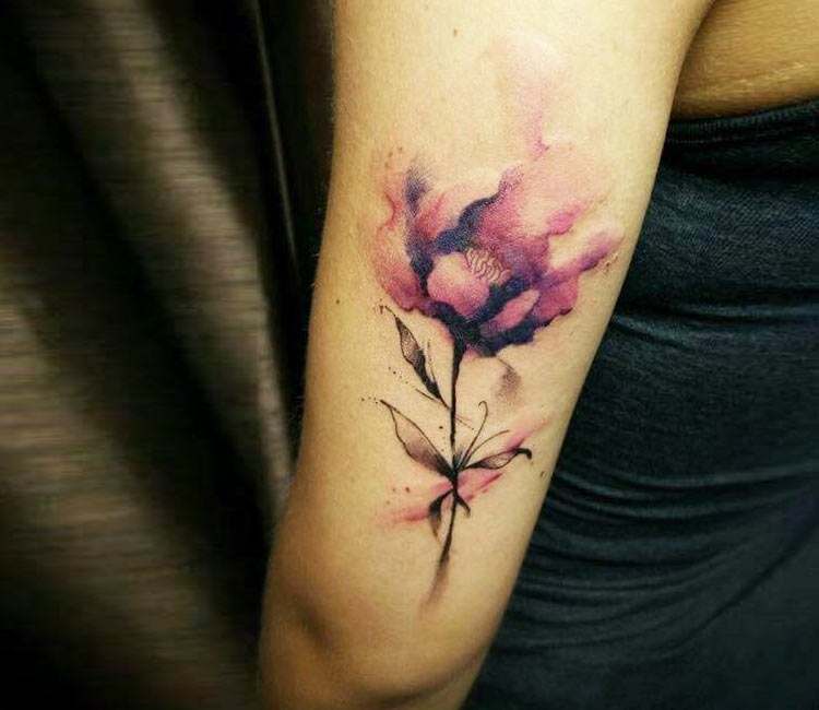750x650 Watercolor Flower Tattoo By Klaras Tattoo Post 22207