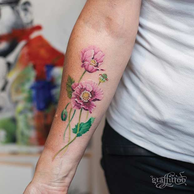 620x620 27 Breathtaking Watercolor Flower Tattoos Stayglam