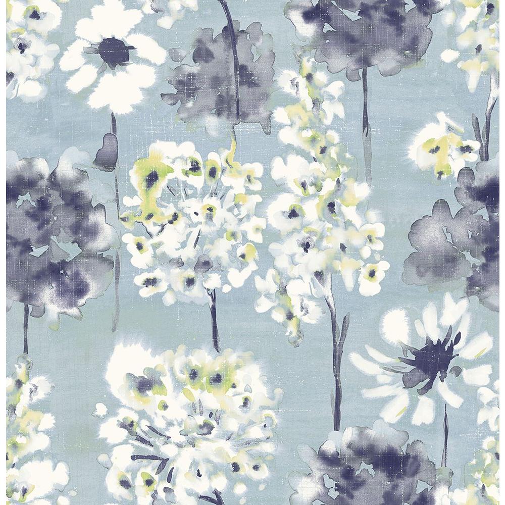 1000x1000 A Street Marilla Blueberry Watercolor Floral Wallpaper Sample 2656