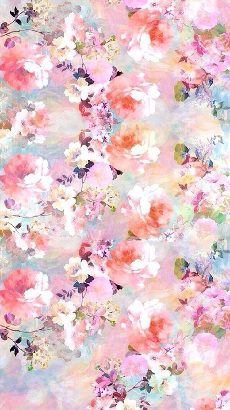 750x1334 Watercolor Flowers Painting Iphone 6 Wallpaper Colorful Patterns