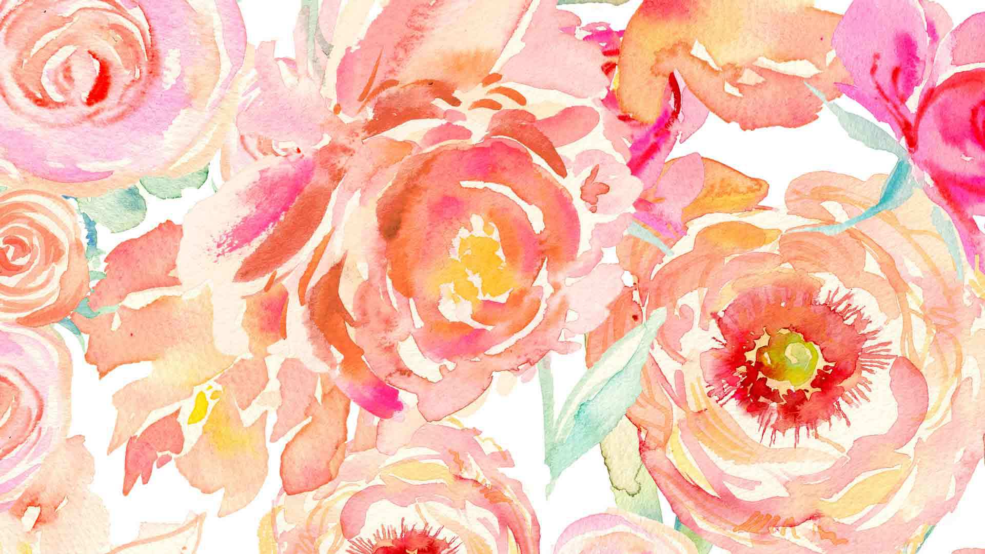 1920x1080 Watercolor Flowers Wallpaper