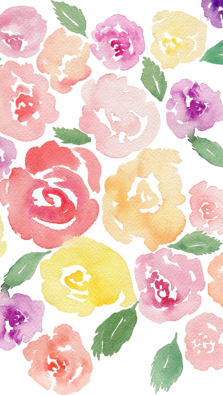 720x1280 Free Beautiful Watercolor Floral Tech Wallpaper Fox + Hazel