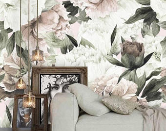 340x270 Floral Wallpaper Etsy