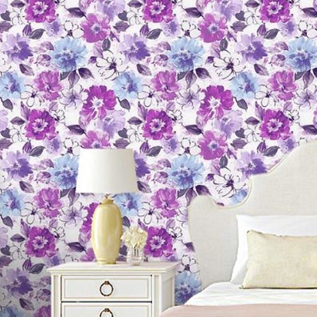 640x640 Vintage Watercolor Nature Large Flower Wallpaper Pvc Painting Art