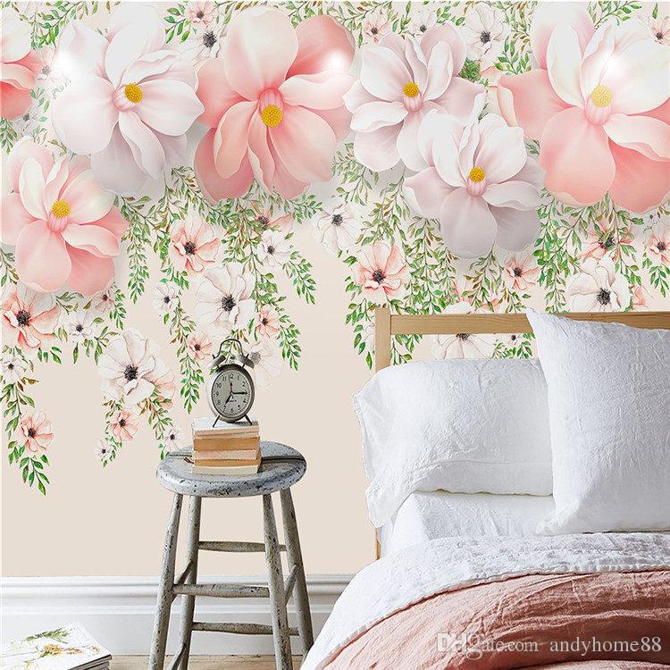 750x750 3d Hand Painted Watercolor Flower Rattan Wallpaper Simple Modern