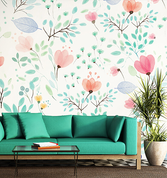 550x588 Bedroom, Living Room Tv Backdrop Wallpaper Floral Murals