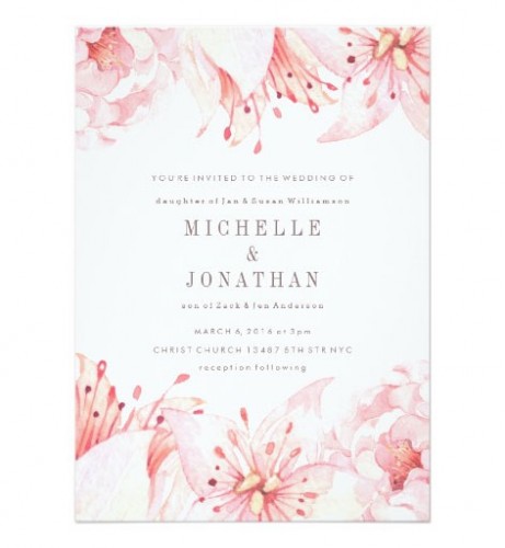 461x500 Pink Watercolor Floral Wedding Invitations By Phrosne Ras