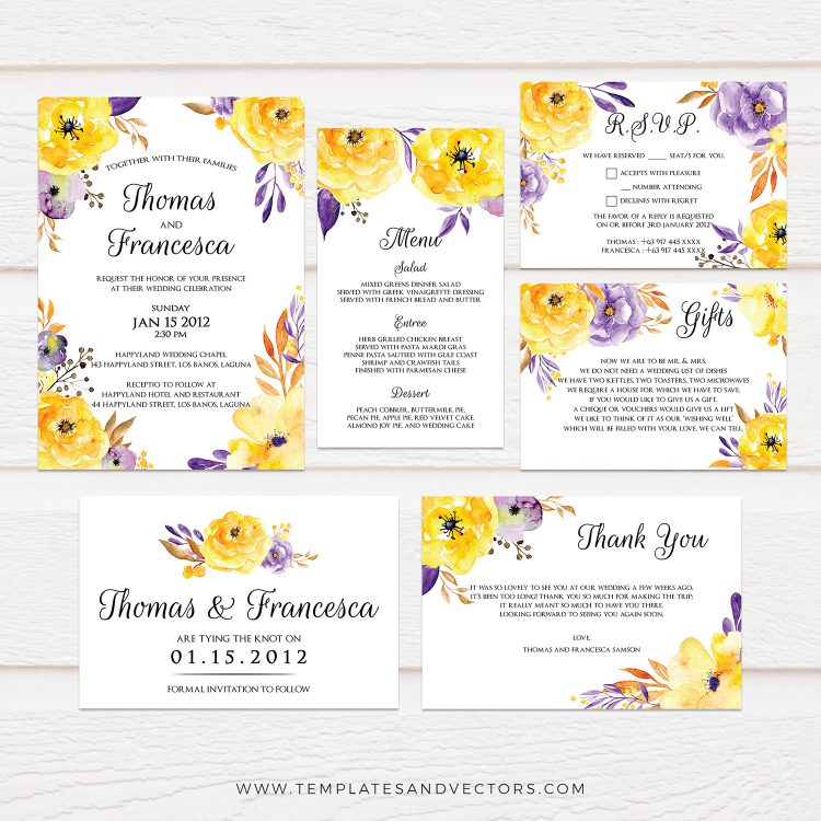 750x750 Tvw044 Watercolor Flowers Wedding Invitation Diy Printable Template