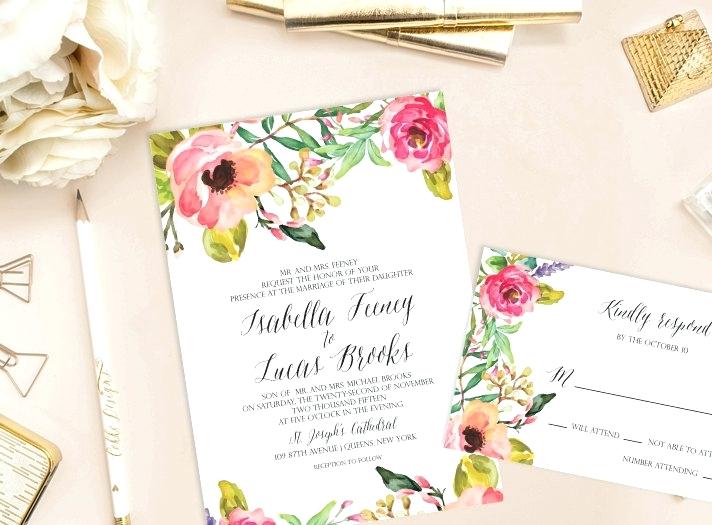 712x525 Watercolor Floral Wedding Invitations For Watercolor Flower